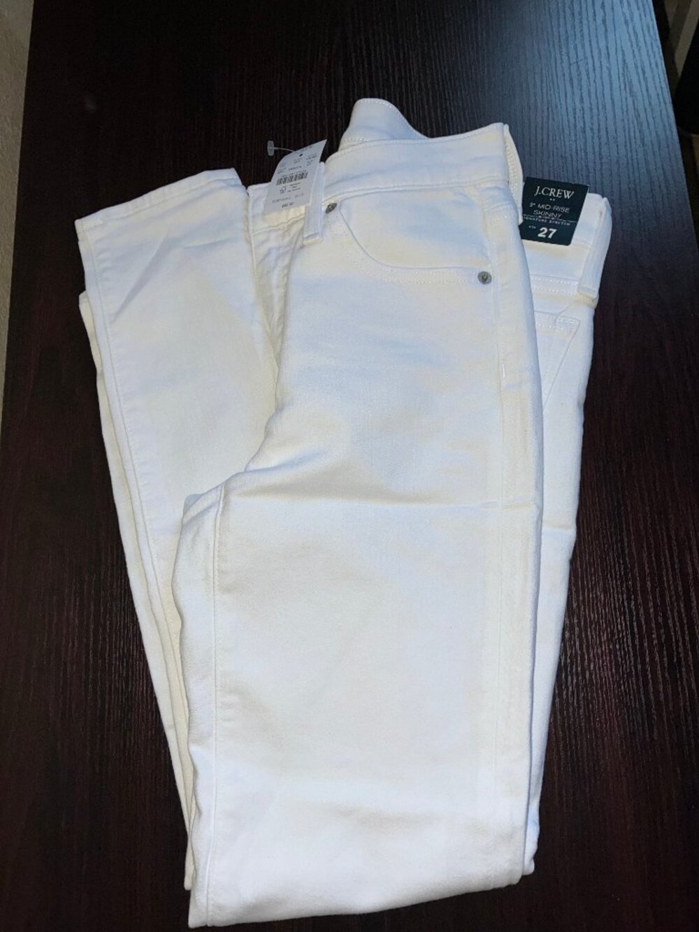 **J.Crew 9" Mid-Rise Skinny Jeans White Size 27 NWT**